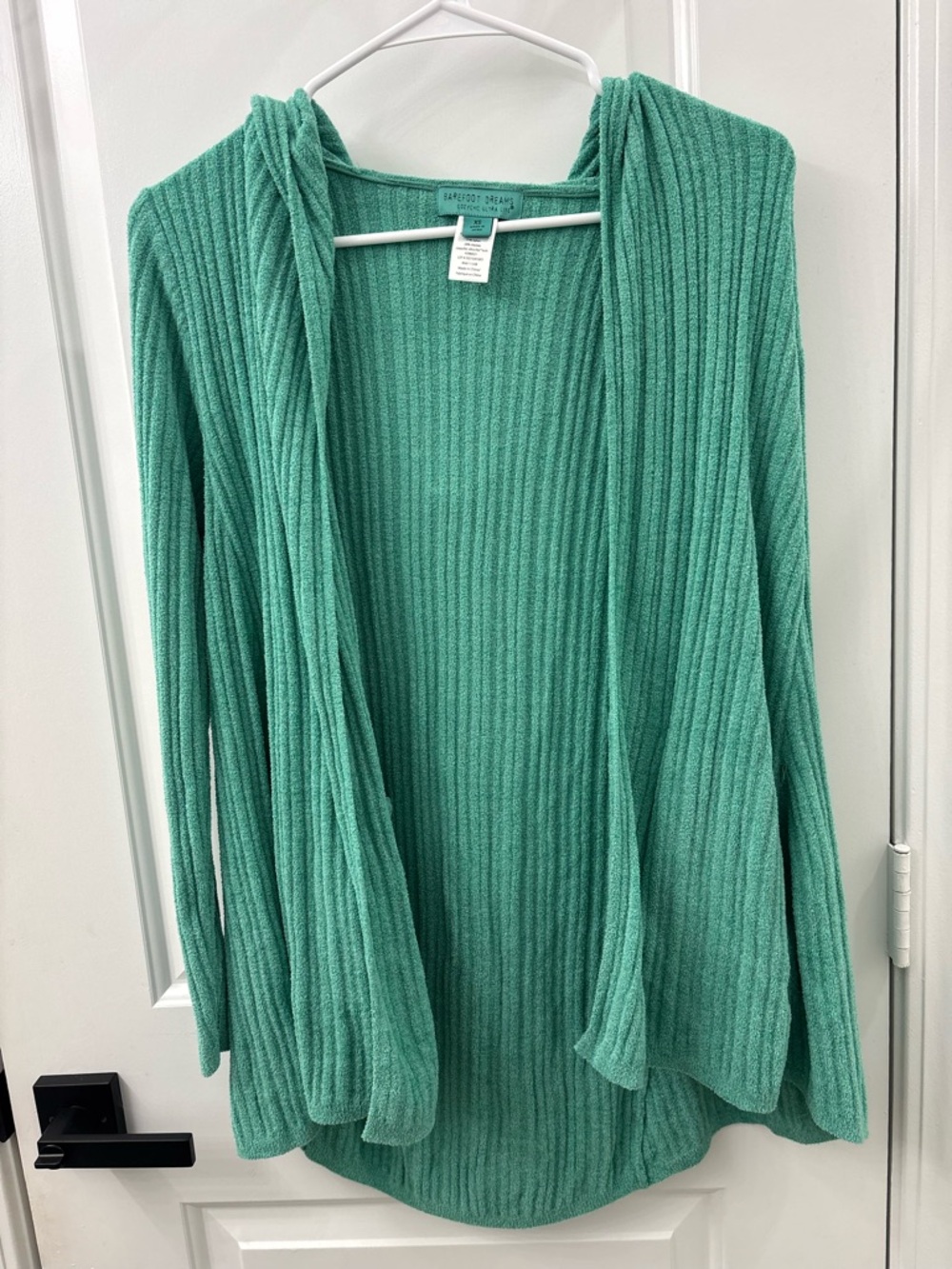 Barefoot Dreams Namaste Rib Hood Cardi Open Front Cozychic Ultra Lite